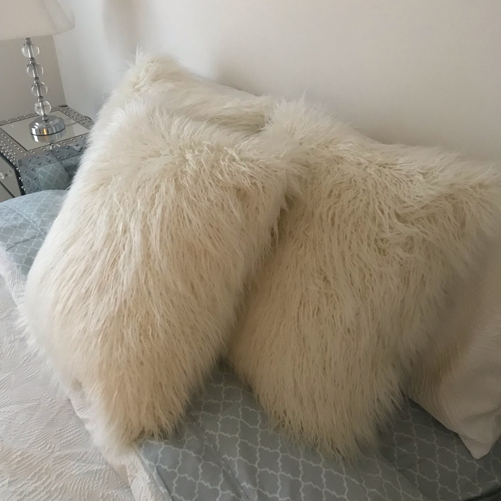 Fluffy White Accent Pillow